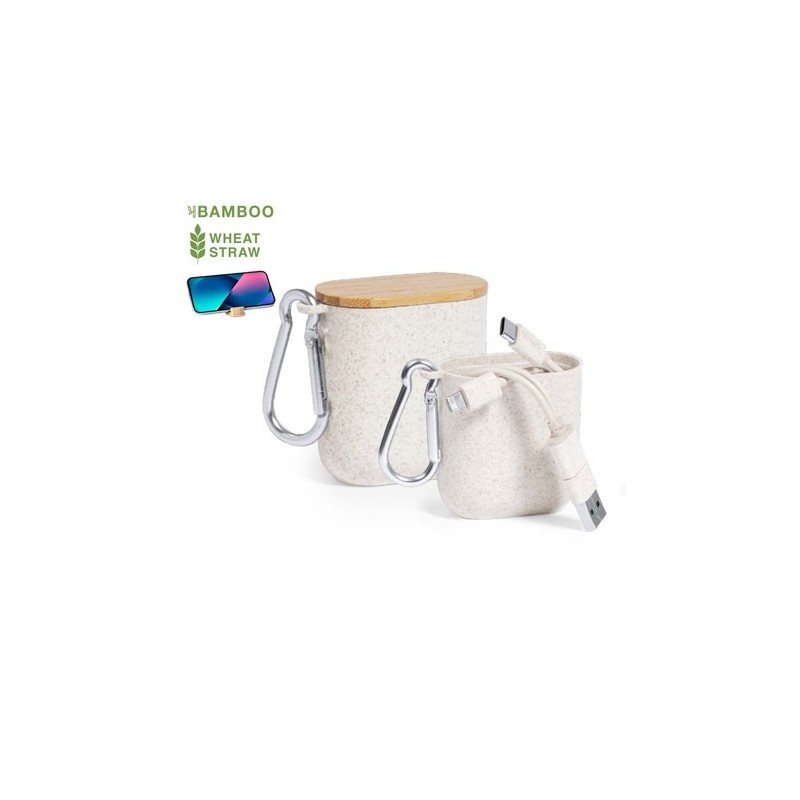 Câble de Charge Éco-responsable et Pratique Personnalisé Brayce Matières : ABS Couleurs : naturel personnalisable avec votre log
