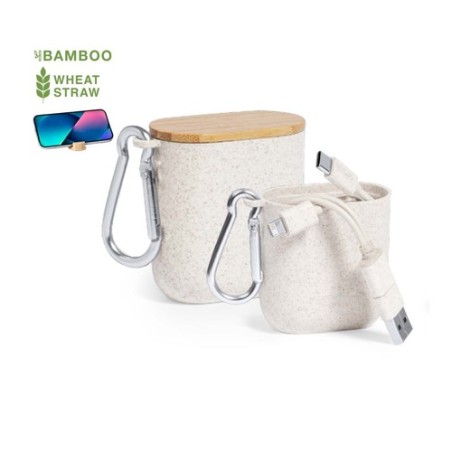 Câble de Charge Éco-responsable et Pratique Personnalisé Brayce Matières : ABS Couleurs : naturel personnalisable avec votre log
