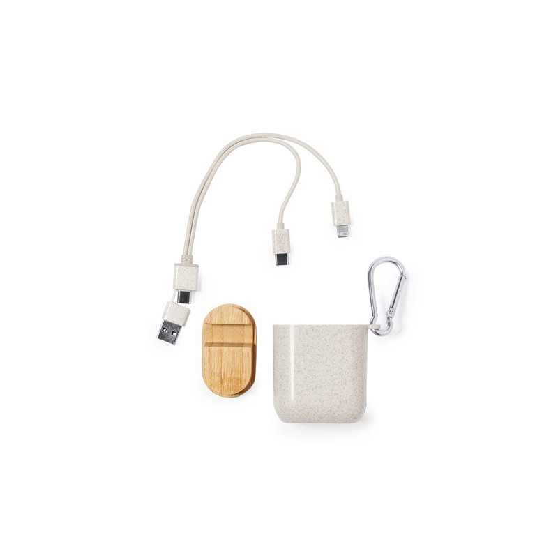 Câble de Charge Éco-responsable et Pratique Personnalisé Brayce Matières : ABS Couleurs : naturel goodies publicitaire événement