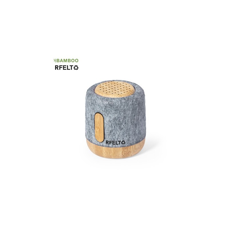 Haut-Parleur Éco-responsable Bluetooth en Bois de Bambou - Boitok Matières : bambou Couleurs : gris personnalisable avec votre l