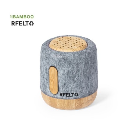 Haut-Parleur Éco-responsable Bluetooth en Bois de Bambou - Boitok Matières : bambou Couleurs : gris personnalisable avec votre l