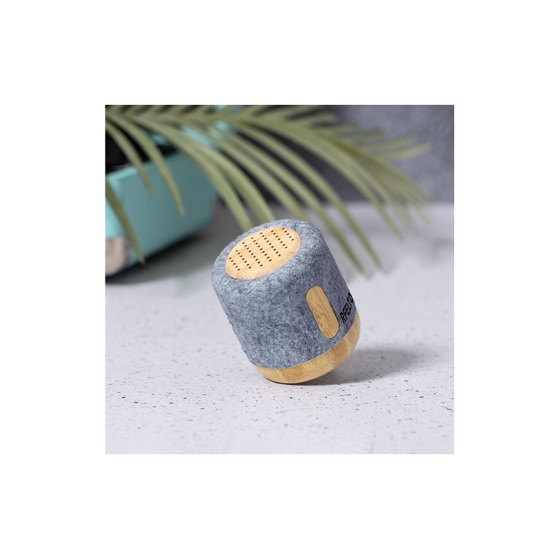 Haut-Parleur Éco-responsable Bluetooth en Bois de Bambou - Boitok Matières : bambou Couleurs : gris marquage laser ultra précis