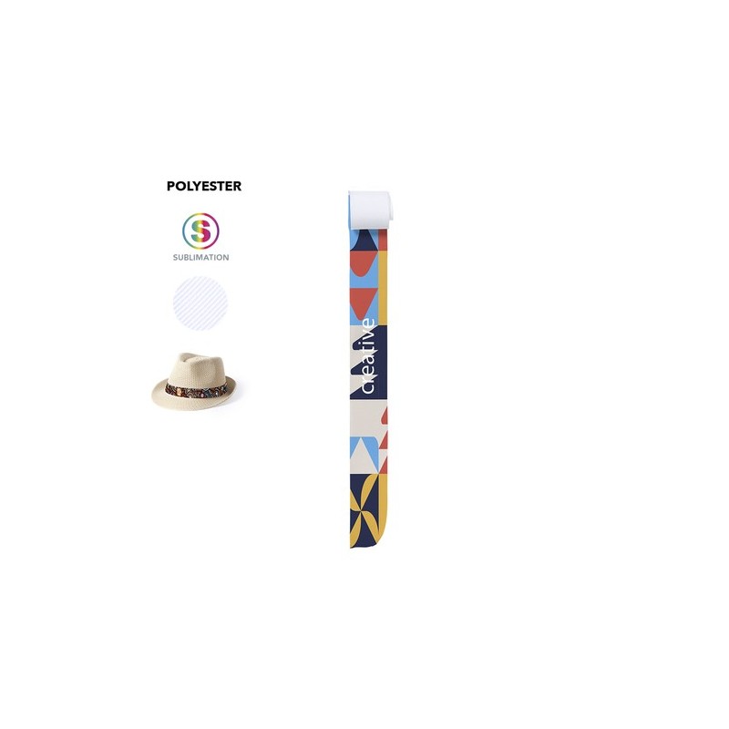 Ruban Chapeau Sublimé Personnalisé Hico Matières : polyester Couleurs : blanc personnalisable avec votre logo