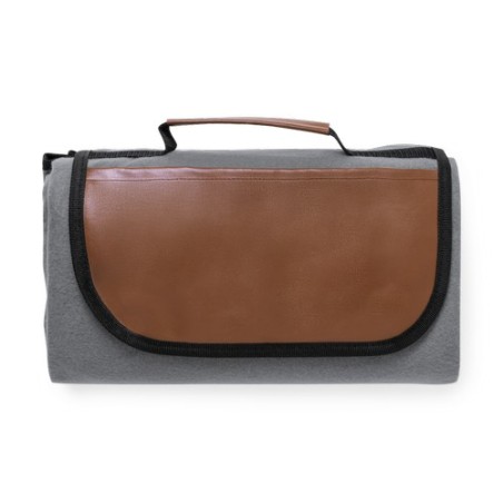 Couverture Éco-responsable Personnalisée de Pique-Nique pas cher - Pirsoy Matières : cuir recyclé Couleurs : gris livraison expr