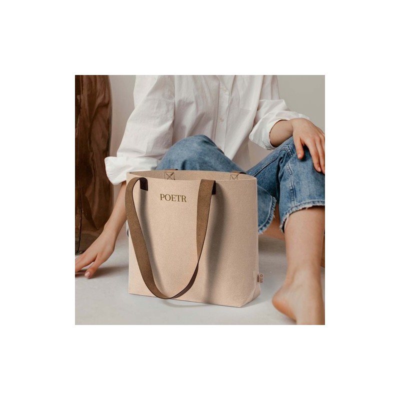 Sac Éco-responsable Chic Personnalisé de Shopping Kompul - pas cher Matières : PET recyclé Couleurs : gris impression logo haute