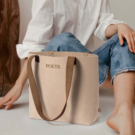 Sac Éco-responsable Chic Personnalisé de Shopping Kompul - pas cher Matières : PET recyclé Couleurs : gris impression logo haute