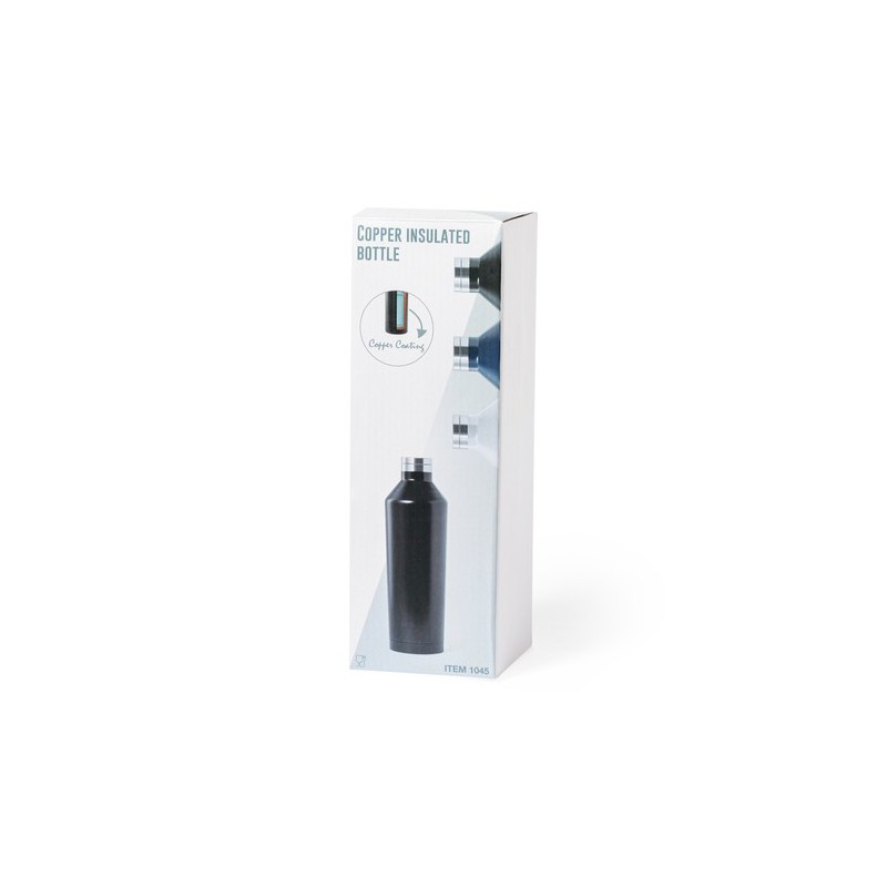 Bouteille Isotherme Personnalisée Éco-responsable Bidon Thermique Gristel Matières : acier inoxydable Couleurs : bleu marine per