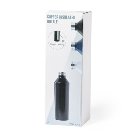 Bouteille Isotherme Personnalisée Éco-responsable Bidon Thermique Gristel Matières : acier inoxydable Couleurs : bleu marine per