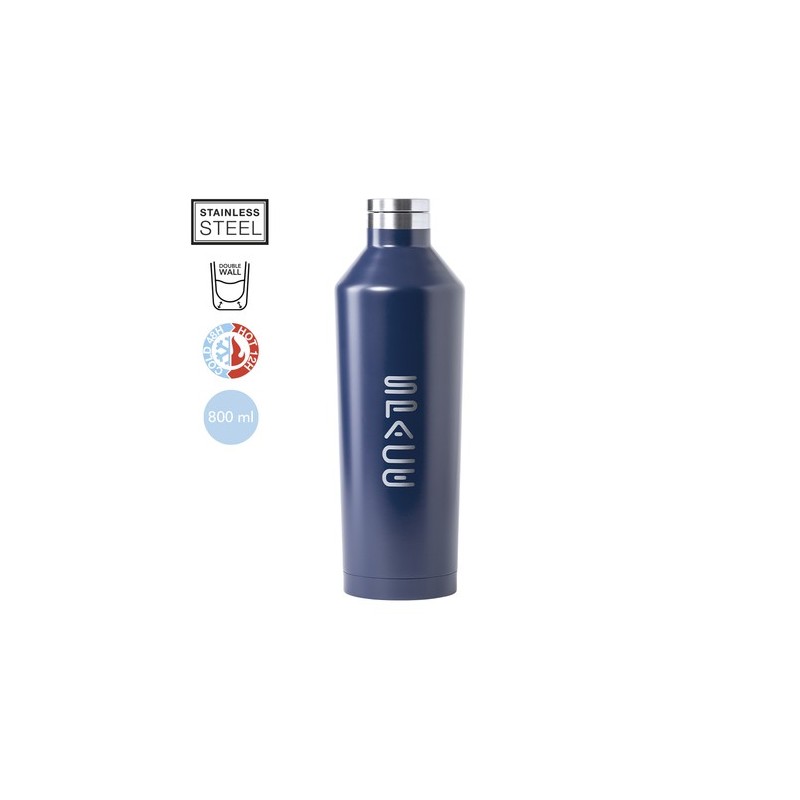 Bouteille Isotherme Personnalisée Éco-responsable Bidon Thermique Gristel Matières : acier inoxydable Couleurs : blanc marquage 