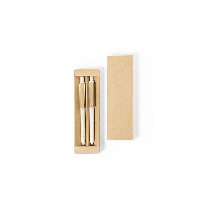 Set de Stylos et Porte-mines Éco-responsables Personnalisés Bruneok Matières : bambou goodies personnalisé en stock