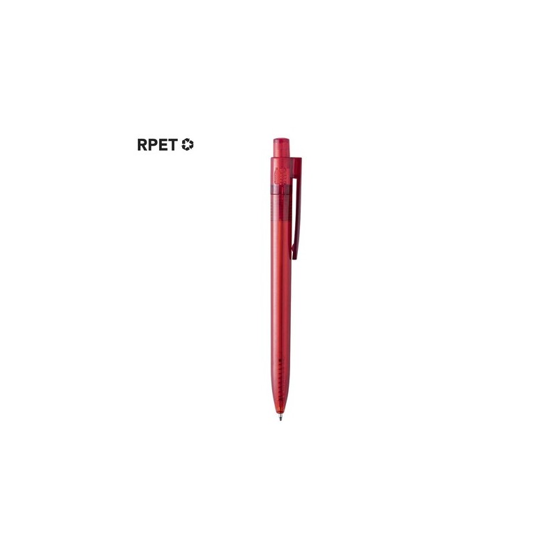 Stylo Bille Éco-responsable Personnalisé Hispar Matières : PET recyclé Couleurs : rouge marquage laser ultra précis