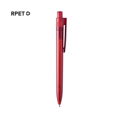 Stylo Bille Éco-responsable Personnalisé Hispar Matières : PET recyclé Couleurs : rouge marquage laser ultra précis