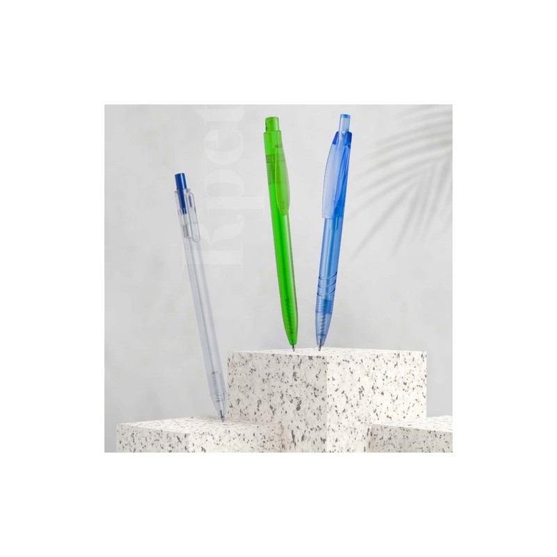 Stylo Bille Éco-responsable Personnalisé Hispar Matières : PET recyclé Couleurs : rouge personnalisable avec votre logo