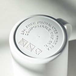Tasse Personnalisée Compostable - Pioka Matières : PLA Couleurs : blanc goodies publicitaire événementiel