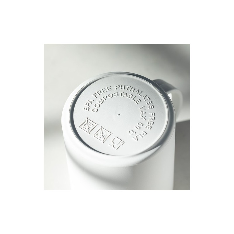 Tasse Personnalisée Compostable - Pioka Matières : PLA Couleurs : blanc goodies publicitaire événementiel