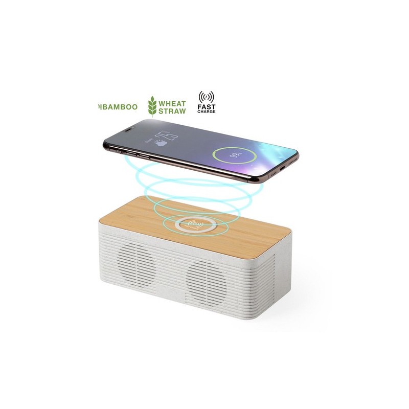 Haut-Parleurs Éco-responsables Pratiques avec Chargeur Trecam Matières : ABS Couleurs : naturel personnalisable avec votre logo
