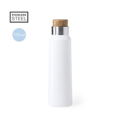 Bouteille Publicitaire Personnalisée Anukin Matières : acier inoxydable Couleurs : blanc cadeau entreprise pas cher