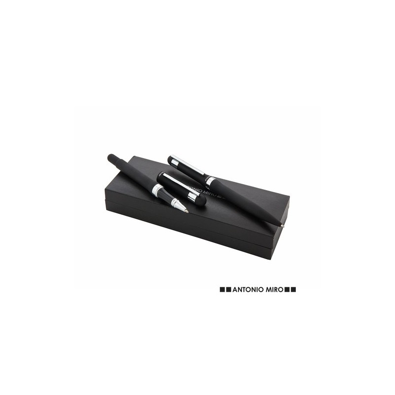 Set Cadeau d'Entreprise Éco-responsable avec Stylo et Roller Personnalisé Antonio Miro Matières : métal Couleurs : noir