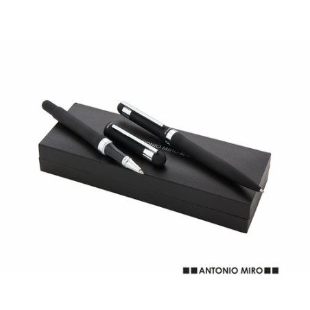 Set Cadeau d'Entreprise Éco-responsable avec Stylo et Roller Personnalisé Antonio Miro Matières : métal Couleurs : noir