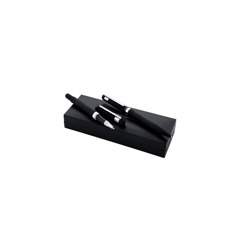 Set Cadeau d'Entreprise Éco-responsable avec Stylo et Roller Personnalisé Antonio Miro Matières : métal Couleurs : noir objet pu