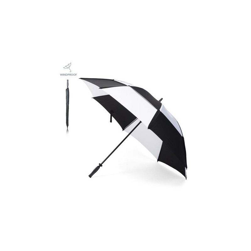 Parapluie durable et publicitaire de golf Budyx Matières : pongée Couleurs : blanc personnalisable avec votre logo