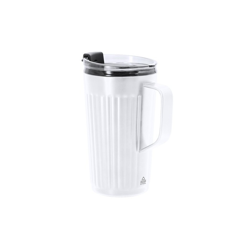 Tasse thermique pas cher personnalisée Korpla Couleurs : argenté Matières : acier inoxydable recyclé objet promotionnel éco-resp