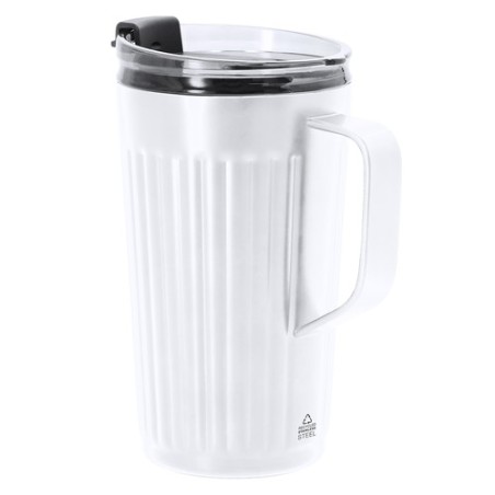 Tasse thermique pas cher personnalisée Korpla Couleurs : argenté Matières : acier inoxydable recyclé objet promotionnel éco-resp