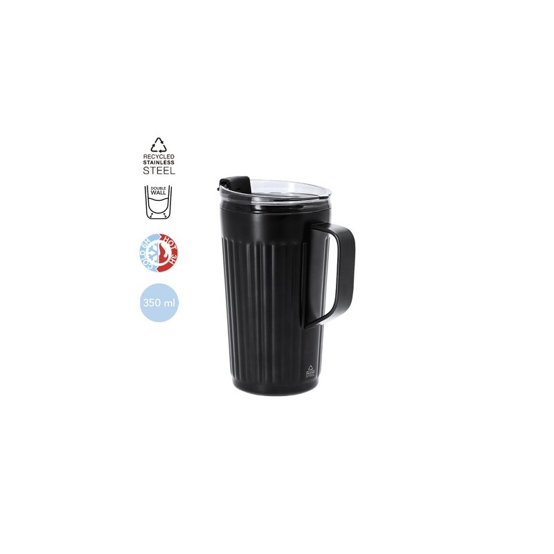 Tasse thermique pas cher personnalisée Korpla Couleurs : blanc Matières : acier inoxydable recyclé impression haute définition