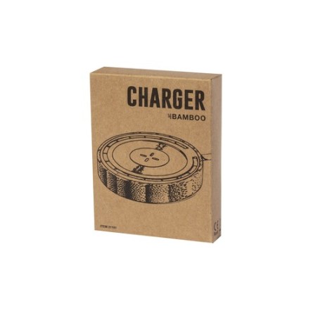 Chargeur Ming Sans Fil 15W avec Base en Bambou