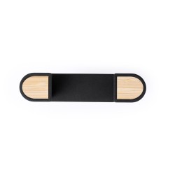 Support Téléphone Design Personnalisé Amiltox - Support pas cher Matières : bambou Couleurs : noir