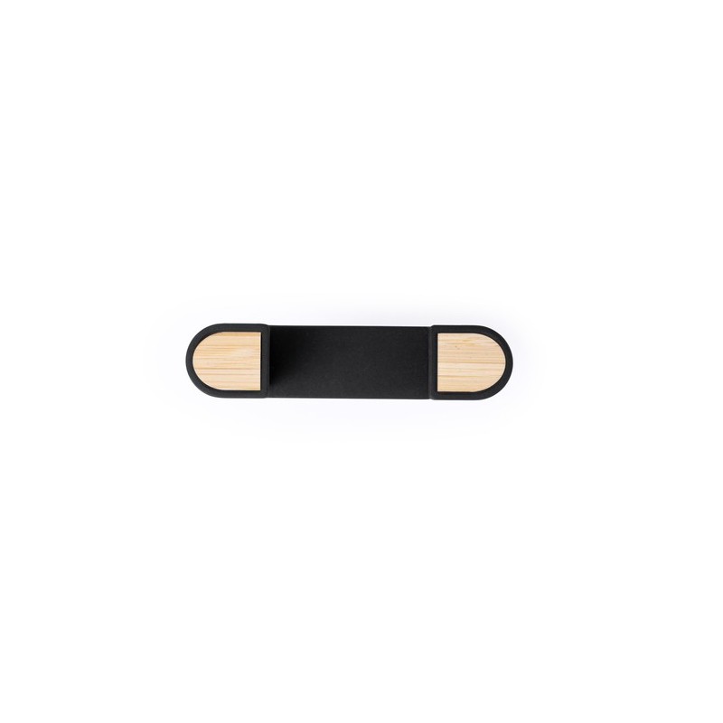 Support Téléphone Design Personnalisé Amiltox - Support pas cher Matières : bambou Couleurs : noir