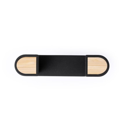 Support Téléphone Design Personnalisé Amiltox - Support pas cher Matières : bambou Couleurs : noir