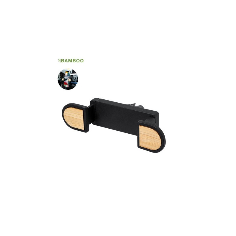 Support Téléphone Design Personnalisé Amiltox - Support pas cher Matières : bambou Couleurs : noir personnalisable avec votre lo
