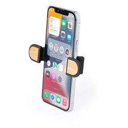 Support Téléphone Design Personnalisé Amiltox - Support pas cher Matières : bambou Couleurs : noir goodies publicitaire événemen