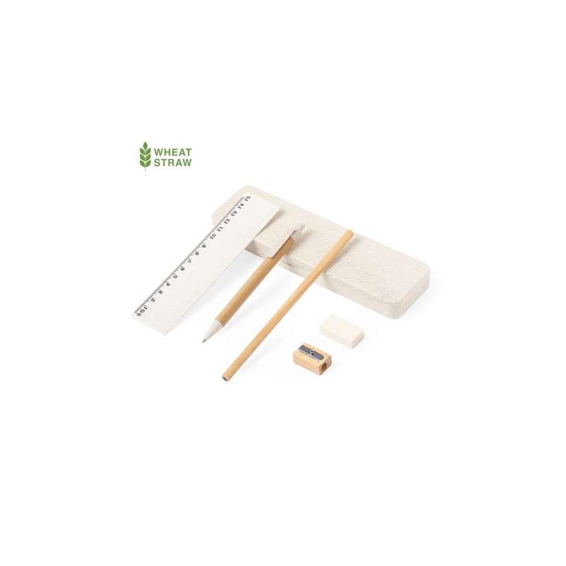 Kit Écolier Pratique et Éco-responsable Personnalisé Elyndor pas cher Matières : ABS Couleurs : naturel personnalisable avec vot