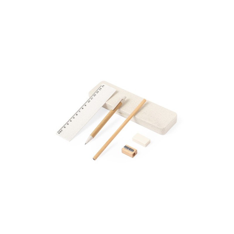 Kit Écolier Pratique et Éco-responsable Personnalisé Elyndor pas cher Matières : ABS Couleurs : naturel cadeau entreprise pas ch