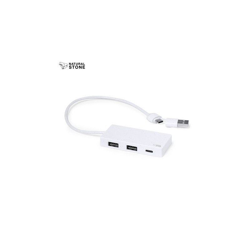 HUB USB Éco-responsable Personnalisé Informatique pas cher - Nagent Matières : ABS Couleurs : blanc personnalisable avec votre l