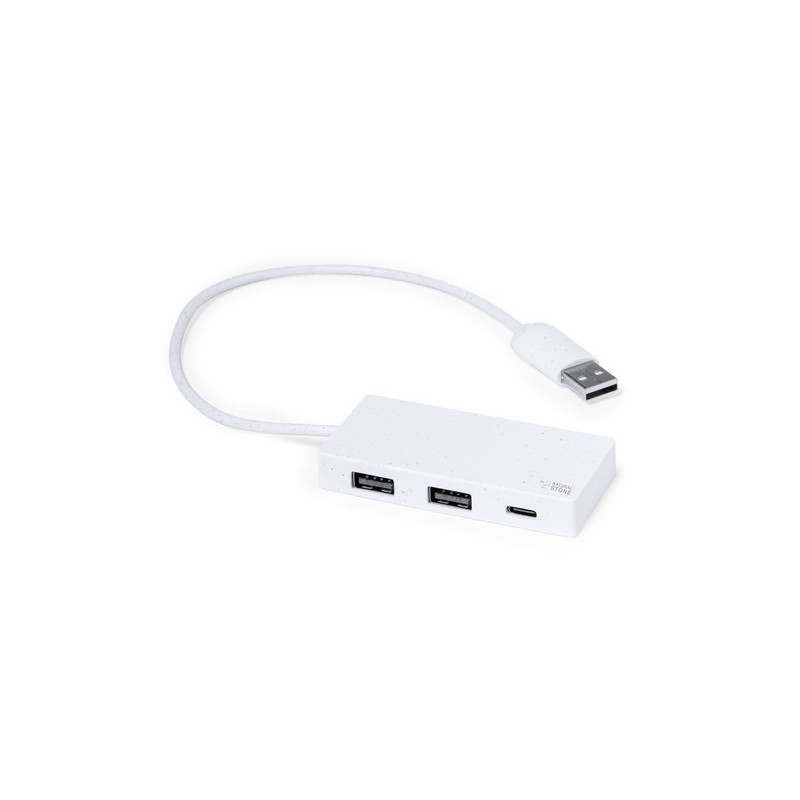 HUB USB Éco-responsable Personnalisé Informatique pas cher - Nagent Matières : ABS Couleurs : blanc cadeau entreprise pas cher