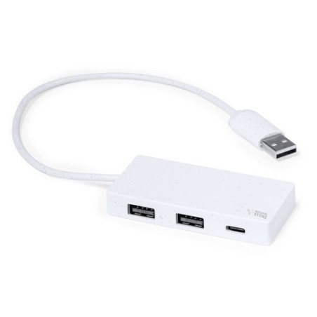 HUB USB Éco-responsable Personnalisé Informatique pas cher - Nagent Matières : ABS Couleurs : blanc cadeau entreprise pas cher