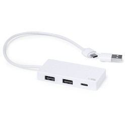 HUB USB Éco-responsable Personnalisé Informatique pas cher - Nagent Matières : ABS Couleurs : blanc impression haute définition