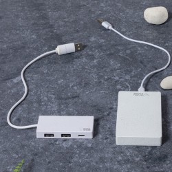 HUB USB Éco-responsable Personnalisé Informatique pas cher - Nagent Matières : ABS Couleurs : blanc marquage laser ultra précis