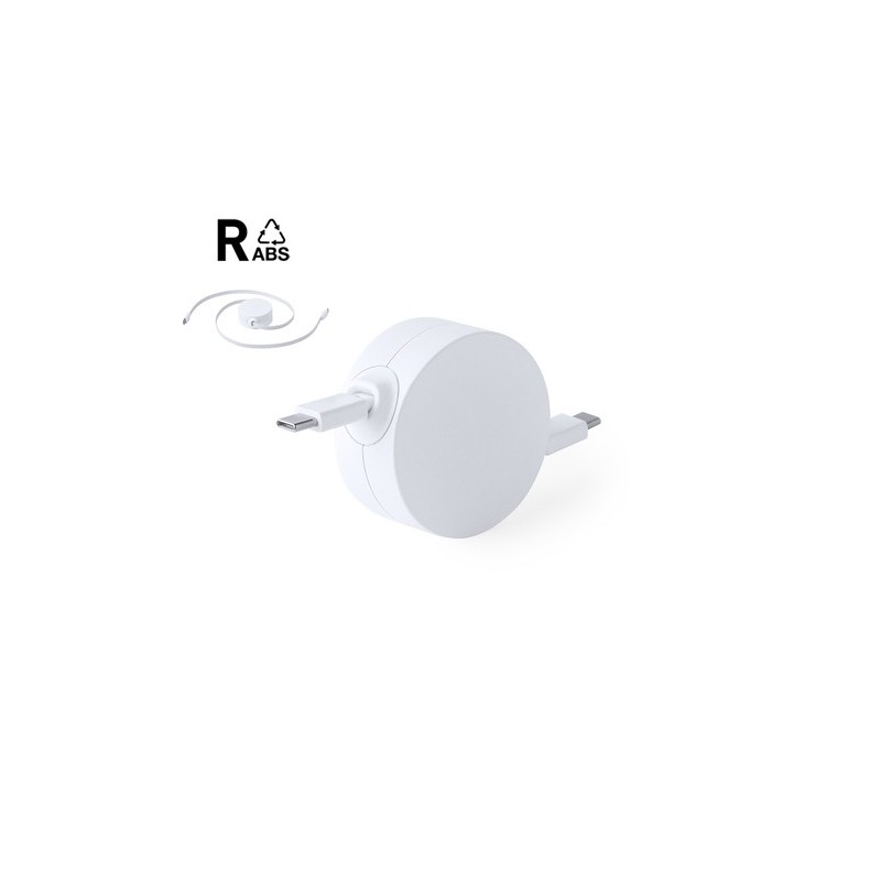 Câble de Charge Personnalisé Haute Performance Zapa RCS Matières : ABS recyclé Couleurs : blanc personnalisable avec votre logo