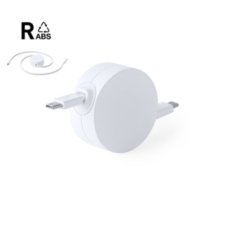 Câble de Charge Personnalisé Haute Performance Zapa RCS Matières : ABS recyclé Couleurs : blanc personnalisable avec votre logo