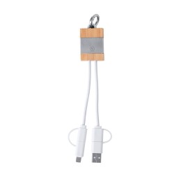 Câble de Charge Éco-responsable Personnalisé en Bambou et Aluminium Recyclé - Desak Matières : bambou Couleurs : argenté
