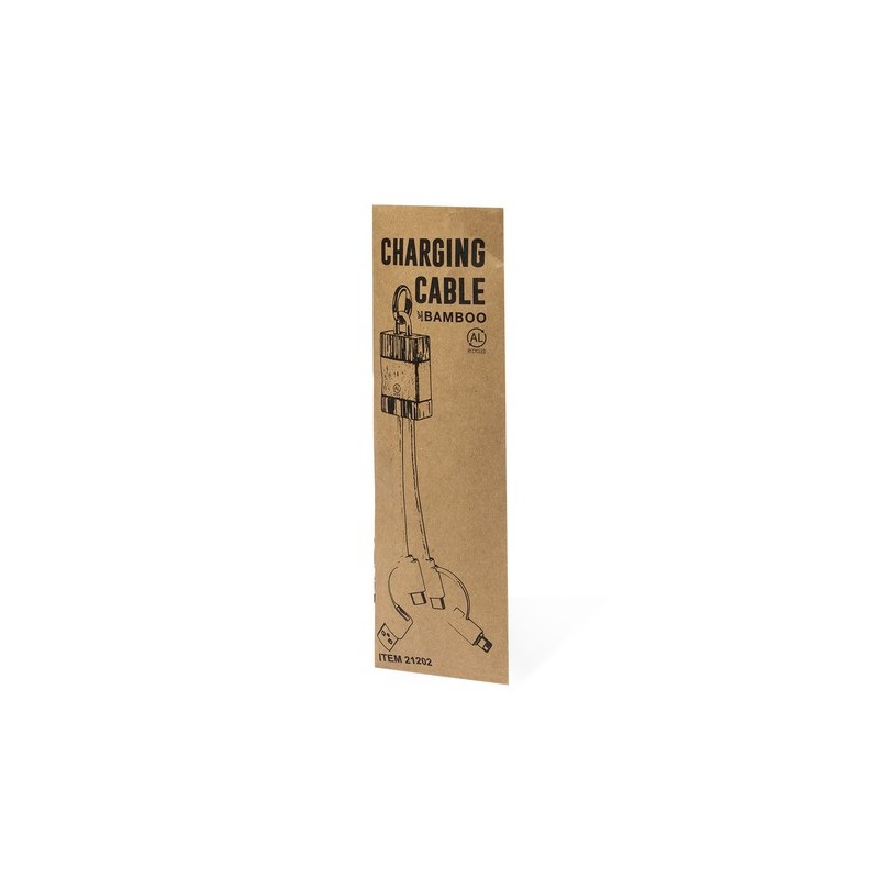Câble de Charge Éco-responsable Personnalisé en Bambou et Aluminium Recyclé - Desak Matières : bambou Couleurs : argenté marquag