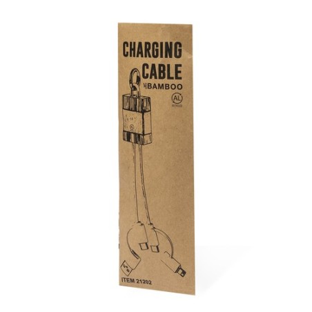 Câble de Charge Éco-responsable Personnalisé en Bambou et Aluminium Recyclé - Desak Matières : bambou Couleurs : argenté marquag