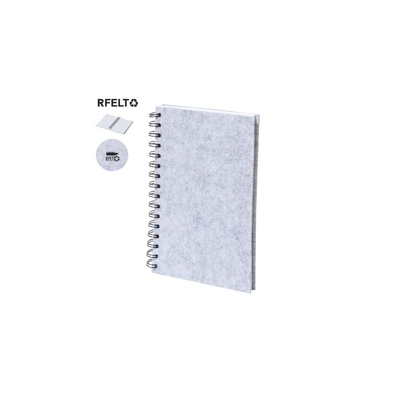 Bloc Notes Éco-responsable Personnalisé pas cher - Fionap Matières : PET recyclé Couleurs : gris personnalisable avec votre logo
