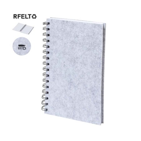 Bloc Notes Éco-responsable Personnalisé pas cher - Fionap Matières : PET recyclé Couleurs : gris personnalisable avec votre logo