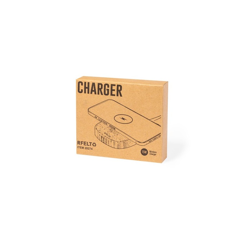 Chargeur Sans Fil Éco-responsable en Bambou Personnalisé - Emerson Matières : bambou Couleurs : gris marquage laser ultra précis