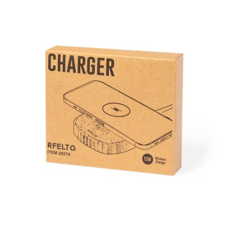 Chargeur Sans Fil Éco-responsable en Bambou Personnalisé - Emerson Matières : bambou Couleurs : gris marquage laser ultra précis